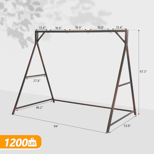 Outdoor Rattan Porch Swing Stand Frame with Hanging Rings - Iron Variation