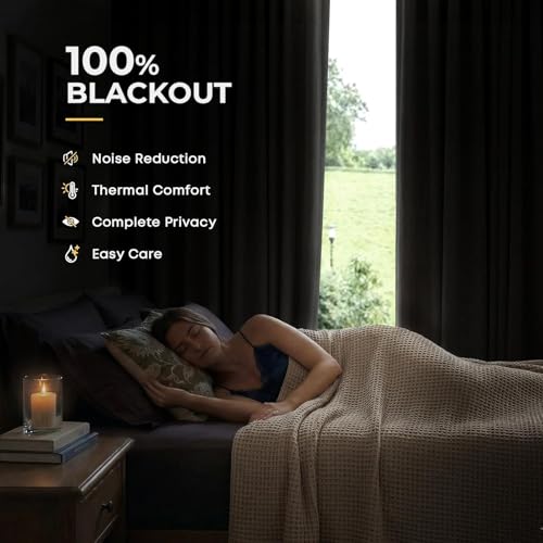 INOVADAY Cream Blackout Curtains - 50"W x 84"L Set of 2 for Bedroom & Living Room