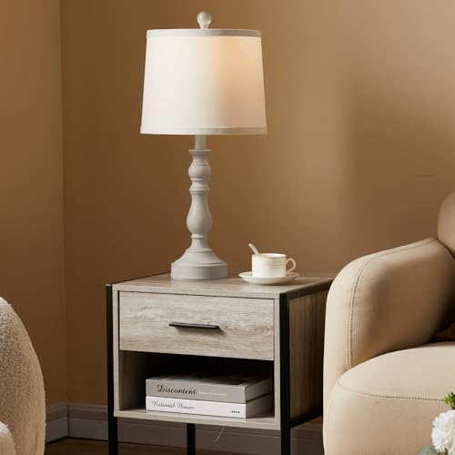 Leasgy 23'' Set of 2 Bedside Table Lamps with USB-C+A Ports, Beige, White & Grey Options