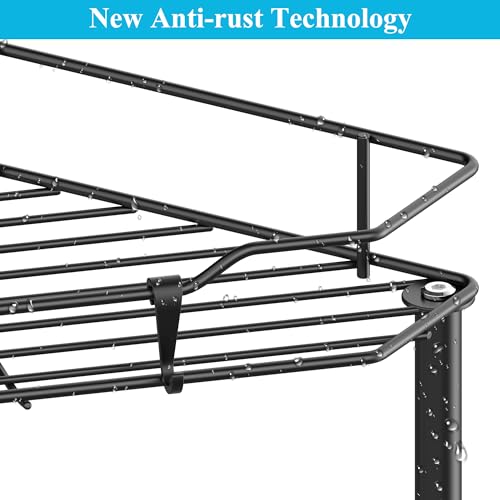 HuggieGems 5-Tier Black Corner Shower Caddy Organizer Stand with Hooks