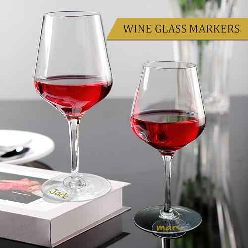 50 Pcs Wine Glass Charms - Round Acrylic Blank Wine Markers for Stem Glasses - Recognizer for Christmas, Wedding, Tasting, Party, Martini, Birthday Decorations