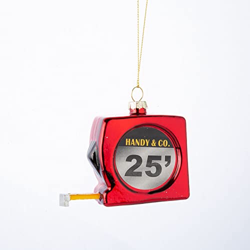 Glass Tape Measure Ornament - Holiday Handyman Decor, 3.5 inch Christmas Tree Decoration