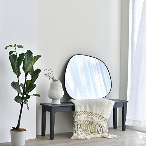 ELEHUME 21x27 Inch Mat Black Asymmetrical Wall Mirror - Modern Framed Decor