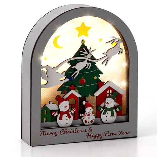 Christmas Village LED Snowman Scene Decor - White Variation