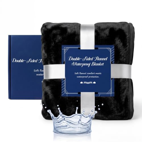 King Size Waterproof Bed Blanket 82x82 Inches - Reversible Flannel & Leakproof Protection