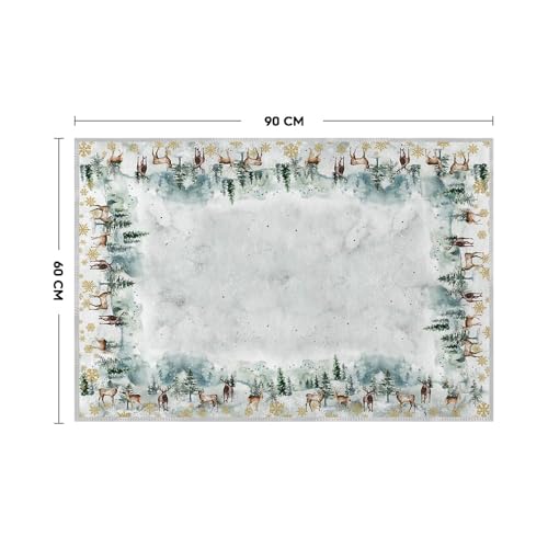 Artoid Mode 2x3 ft Grey Deer Snowflakes Christmas Door Mat Non-Slip Washable Entryway Rug