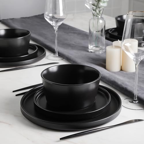 Stone Lain Celina 16-Piece Black Matte Dinnerware Set - Service for 4
