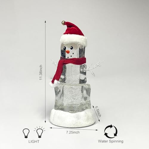 Ice Cube Snowman Snow Globe LED Lighted Spinning Water 11.3in H - 2 Tiers