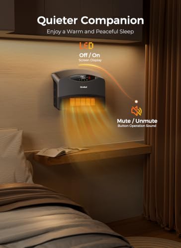 GiveBest 1500W Portable Wall-Mounted Electric Space Heater with WiFi & Remote Control - Grey
