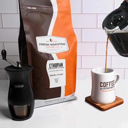 Ethiopian Yirgacheffe Kochere Whole Bean Coffee - Medium Roast, 80 oz, Kosher, Single-Origin
