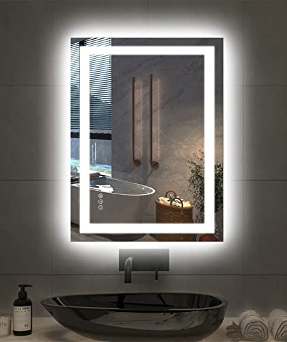 Amorho 24x32 Inch LED Bathroom Mirror with Front and Backlit Lights, Anti-Fog, Touch Control