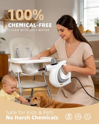 Handheld Steam Cleaner with 12 Accessories - Multi-Surface Deep Steamer for Car, Floor, Upholstery