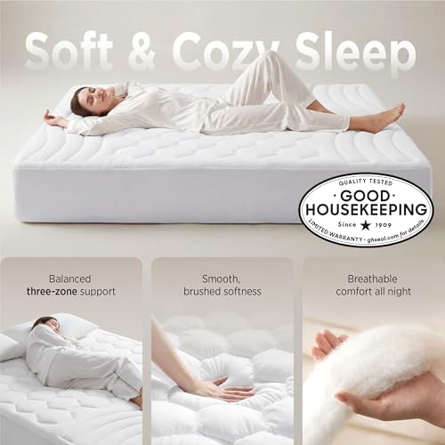 Bedsure King Mattress Pad with Deep Pocket, White, 78x80 Inches
