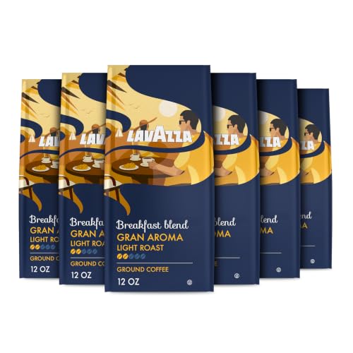 Costiera Gran Aroma Ground Coffee - 12 Ounce Pack of 6, Light Roast, Arabica, Smooth & Aromatic