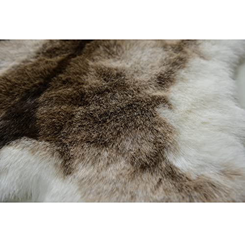 Reindeer Faux Sheepskin Rug 3.6x2.9 ft White & Grey Deer Animal Skin Accent