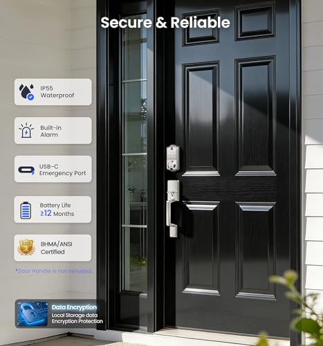 Fingerprint Smart Door Lock with App Control Satin Nickel - Veise VE017