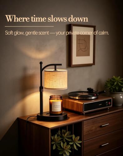 Adjustable Candle Warmer Lamp with Timer, Dimmer & 2 Bulbs – No Flame, Soft Light