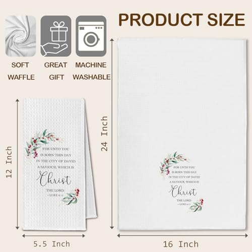 Christian Christmas Kitchen Towels - Jesus Bible Verse Luke 2:11, Religious Xmas Hand Towel, ChissNook Christian 04 - 16x24 Inch