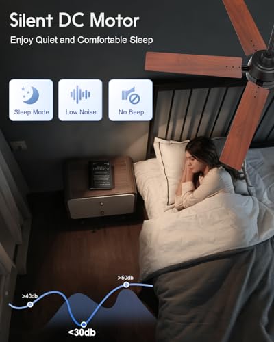 52-Inch Smart Ceiling Fan with Lights Black and Brown - Alexa, Remote, App Control