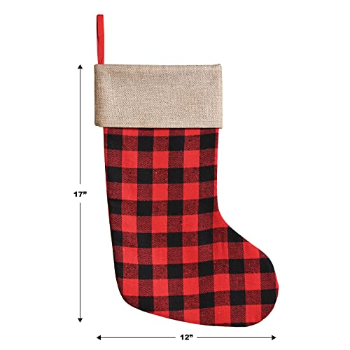 Beistle 2 Piece Red & Black Buffalo Plaid Christmas Stockings With