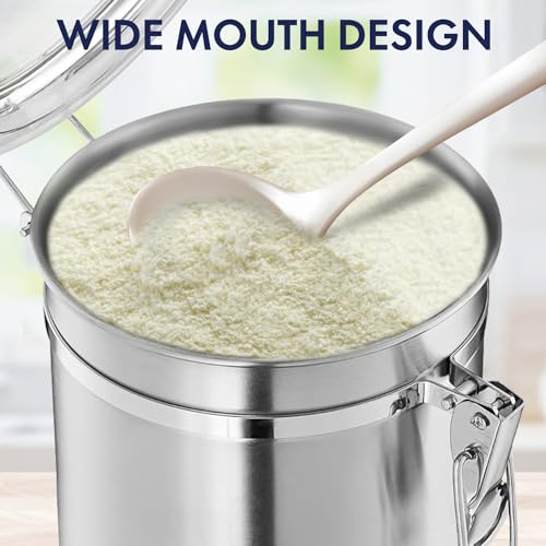 ENLOY Large 165oz Stainless Steel Airtight Food Storage Canister with Clear Lid