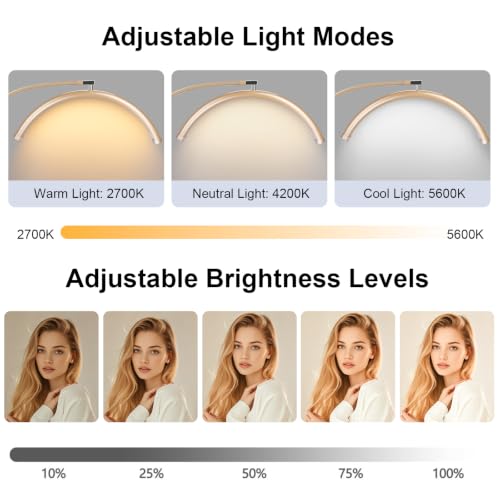 MINIEAR Gold Half Moon Lash Light Dimmable LED Lamp for Eyelash Extensions & Estheticians