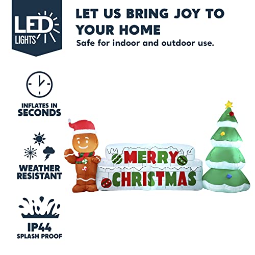 Joiedomi 10 ft Christmas Inflatable Gingerbread Man & Christmas Tree with LEDs