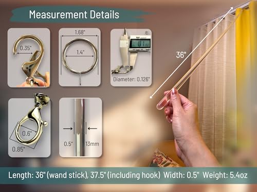 36 Inch Acrylic Curtain Pull Wand Set - Clear Drapery Opener (4 Pack)