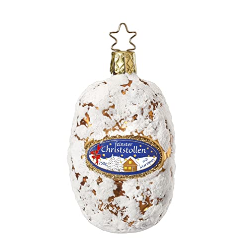 Inge Glas Christmas Stollen Bread Ornament – Blown Glass, Hand-Painted German Figurine