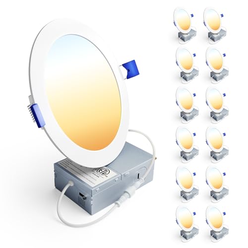 Ensenior 12 Pack 6-Inch LED Recessed Ceiling Lights with 5-CCT, 1200LM, 12W, 120V