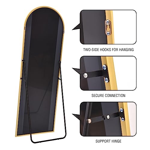 ITSRG Gold Full Length Floor Mirror with Stand 59" x 18" Arched Wall & Freestanding