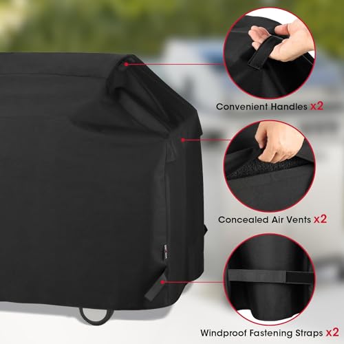 Heavy Duty Waterproof Grill Cover for 65 Inch Outdoor Grills - Black