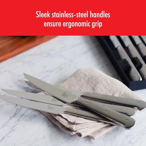 Silver 8-Piece Steak Knife Set - Razor-Sharp Serrated Kitchen Knives in Gift Box