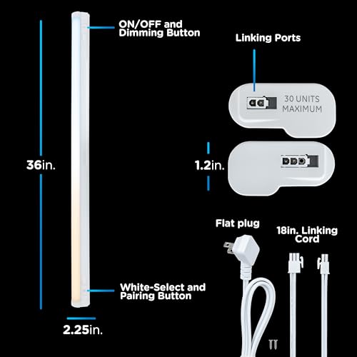 Enbrighten 36-Inch Plug-In Under Cabinet Light with 5 Color Temperatures - White