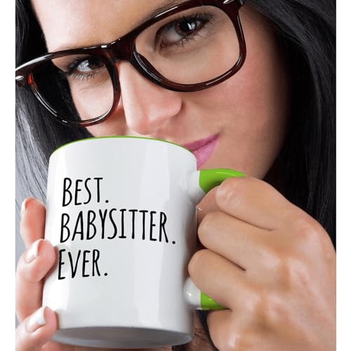 Best Babysitter Ever 11oz Two-Tone Green Mug – Childminder Gift, 3dRose
