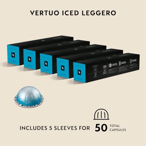 Nespresso Vertuo Iced Leggero Coffee Pods - Light Roast, 10 Pack of 5 (50 Count)
