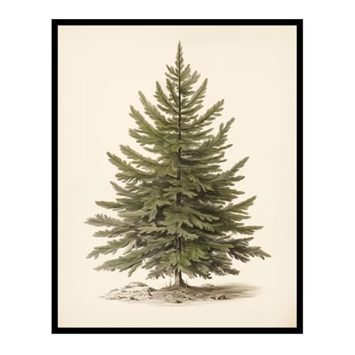 Jeecalart Vintage Christmas Tree Wall Art 8x10 Unframed Rustic Pine Print 10" x 8"