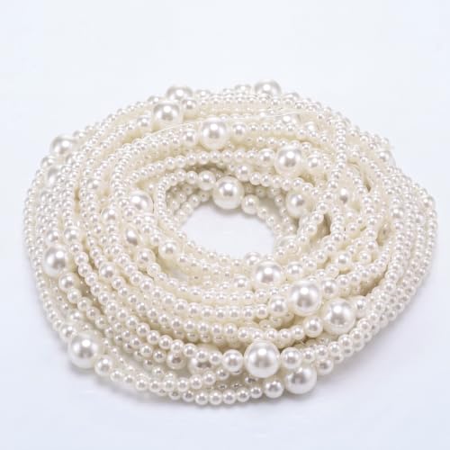 Kenning 3 Pcs Pearl Garland Christmas Decorations 27ft with Mixed Beads
