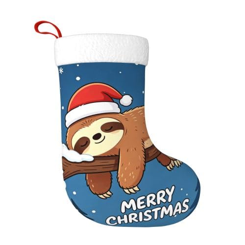 Sleep Sloth Christmas Stocking 17.7-Inch Fireplace Hanging Decor for Holiday Family Gift
