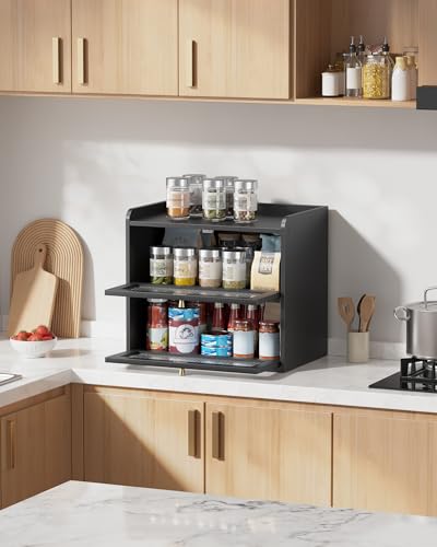 Large Wooden Bread Box with Acrylic Door - Black Kitchen Storage - Variation of THIS listing