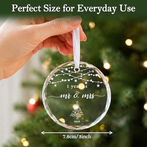 1st Anniversary Ornament – XIVON HOME Glass Keepsake Gift for Couples