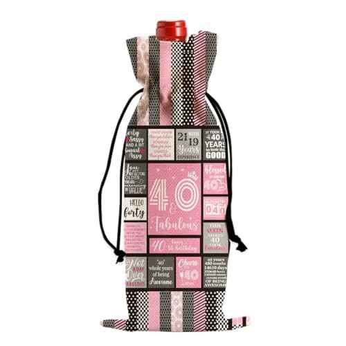 2025 - Funny 40th Birthday Gifts Women Men Wine Bag, Happy Anniversary 40th Birthday Party Decorations Man Woman Wine Bags, 40 Year Old Birthday Gifts for Women Born in 1985 Wine Bottle Bag
