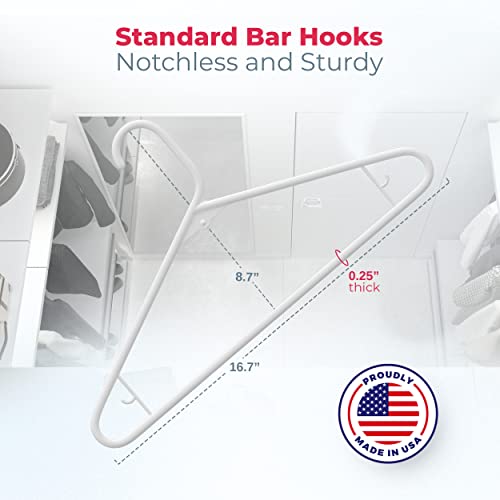 60 Pack White Plastic Clothes Hangers - 6lb Capacity, Space-Saving & Durable, Made in USA by Neaties
