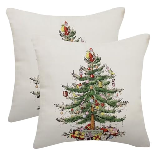 AELUTYSH Pine Tree 24x24 Inch Christmas Pillow Covers Set of 2 | Holiday Decor
