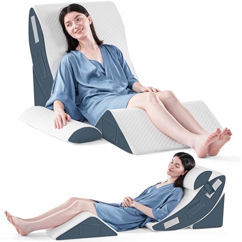 Yojoker 4PCS Orthopedic Wedge Pillow Set for Sleep & Post Surgery Support - Navy Blue Variation