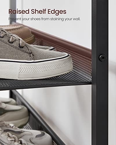 VASAGLE 5-Tier Adjustable Shoe Rack Rustic Brown & Ink Black - Freestanding Entryway Organizer