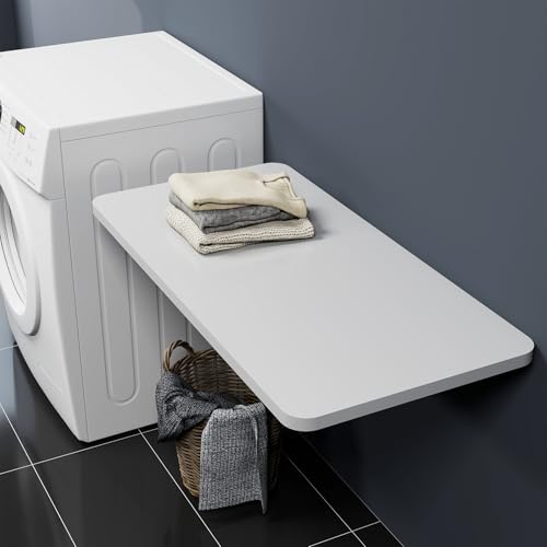 Neoaider Wall Mounted Folding Table 39.4”L x 19.7”W, White - Space-Saving Desk for Home & Office