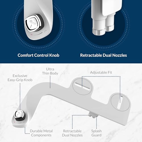 Elongated Toilet Seat and Bidet Bundle - Slow-Close, Fresh Water Spray