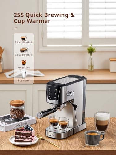 20 Bar Espresso Coffee Machine with LED Touchscreen & Milk Frother