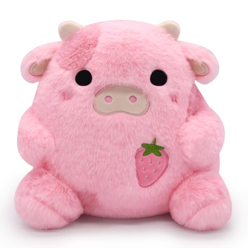 Strawberry Cow Plushie Pillow Cow Stuffed Animal Toys,Cute Strawberry Cow Plush Home Decorations, Soft Stuffed Cows Doll Lovely Gifts for Kids